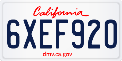 CA license plate 6XEF920