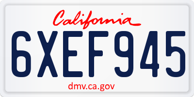 CA license plate 6XEF945