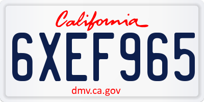 CA license plate 6XEF965