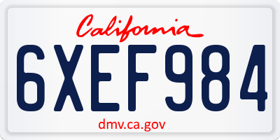 CA license plate 6XEF984