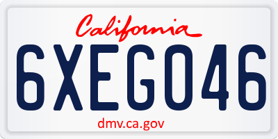 CA license plate 6XEG046