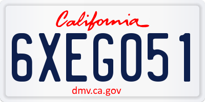 CA license plate 6XEG051