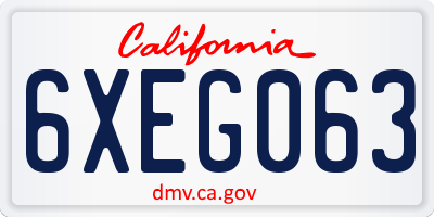 CA license plate 6XEG063