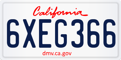 CA license plate 6XEG366