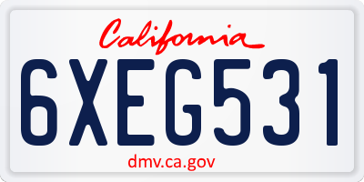 CA license plate 6XEG531