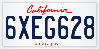 CA license plate 6XEG628