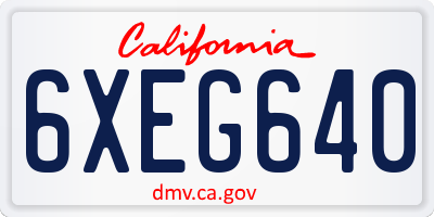 CA license plate 6XEG640