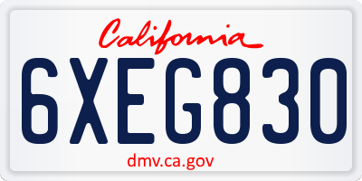 CA license plate 6XEG830