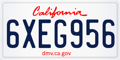 CA license plate 6XEG956