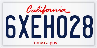 CA license plate 6XEH028