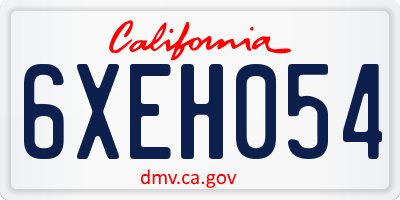 CA license plate 6XEH054