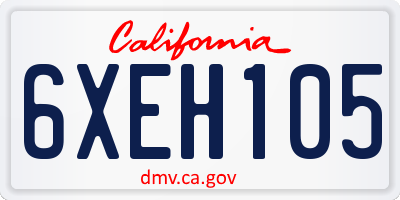 CA license plate 6XEH105