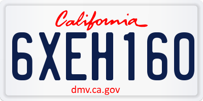 CA license plate 6XEH160