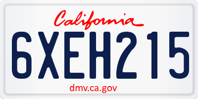 CA license plate 6XEH215