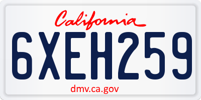 CA license plate 6XEH259