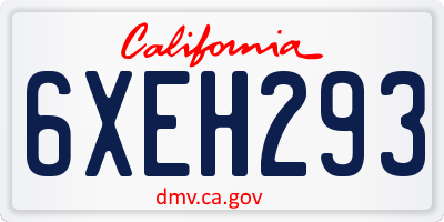 CA license plate 6XEH293
