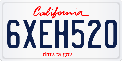 CA license plate 6XEH520