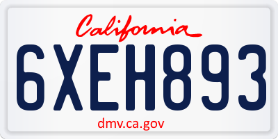 CA license plate 6XEH893