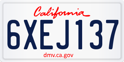CA license plate 6XEJ137