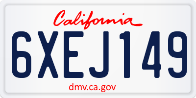 CA license plate 6XEJ149