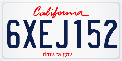 CA license plate 6XEJ152
