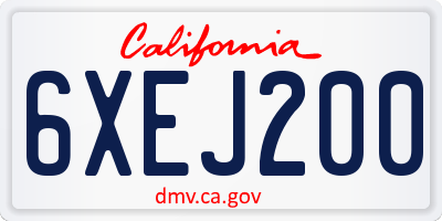 CA license plate 6XEJ200