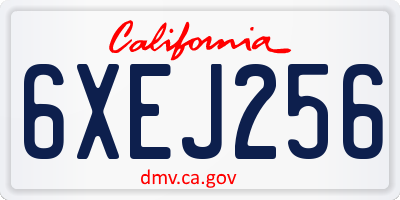 CA license plate 6XEJ256