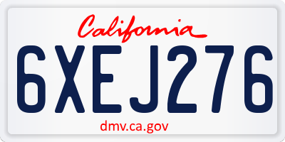 CA license plate 6XEJ276