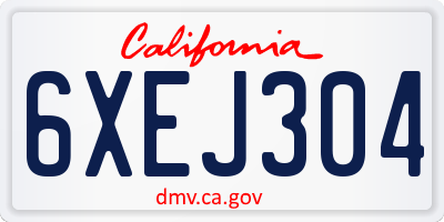 CA license plate 6XEJ304