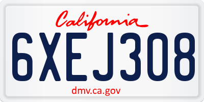 CA license plate 6XEJ308