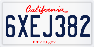 CA license plate 6XEJ382