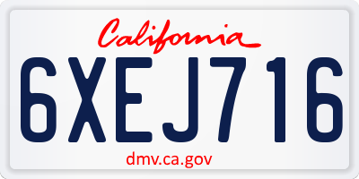 CA license plate 6XEJ716