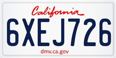 CA license plate 6XEJ726