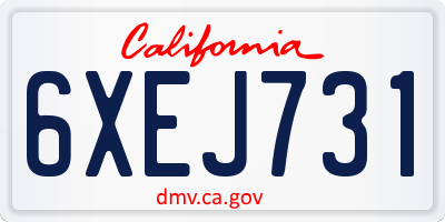 CA license plate 6XEJ731