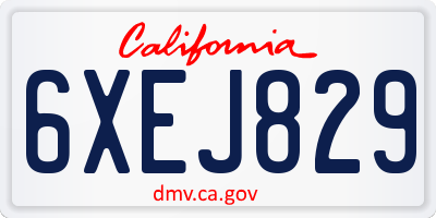 CA license plate 6XEJ829