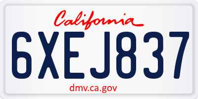 CA license plate 6XEJ837