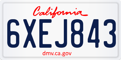 CA license plate 6XEJ843