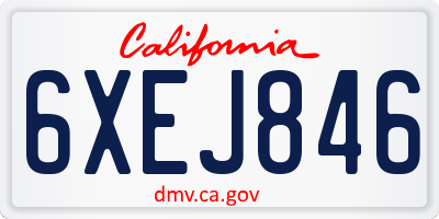 CA license plate 6XEJ846