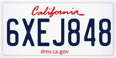 CA license plate 6XEJ848