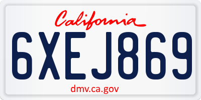 CA license plate 6XEJ869