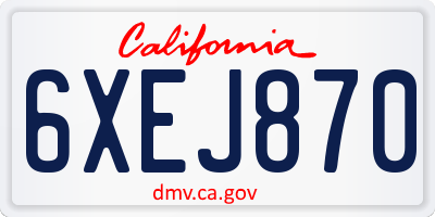 CA license plate 6XEJ870