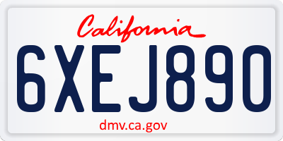 CA license plate 6XEJ890