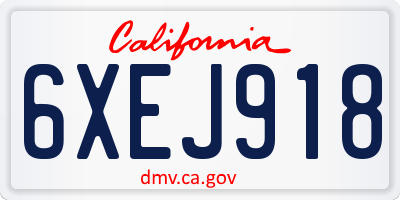 CA license plate 6XEJ918