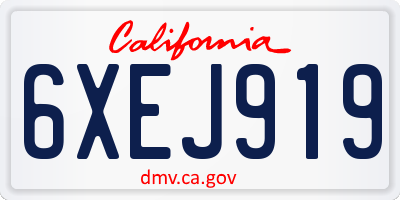 CA license plate 6XEJ919