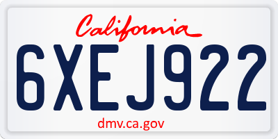 CA license plate 6XEJ922