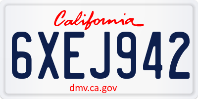 CA license plate 6XEJ942