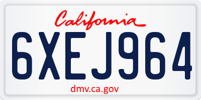 CA license plate 6XEJ964