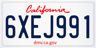 CA license plate 6XEJ991