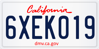CA license plate 6XEK019