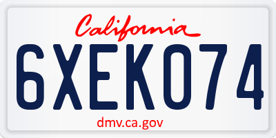 CA license plate 6XEK074